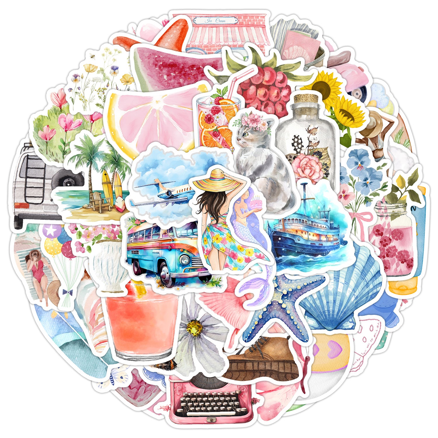 Wholesale 50pcs cute watercolor diary doodle stickers